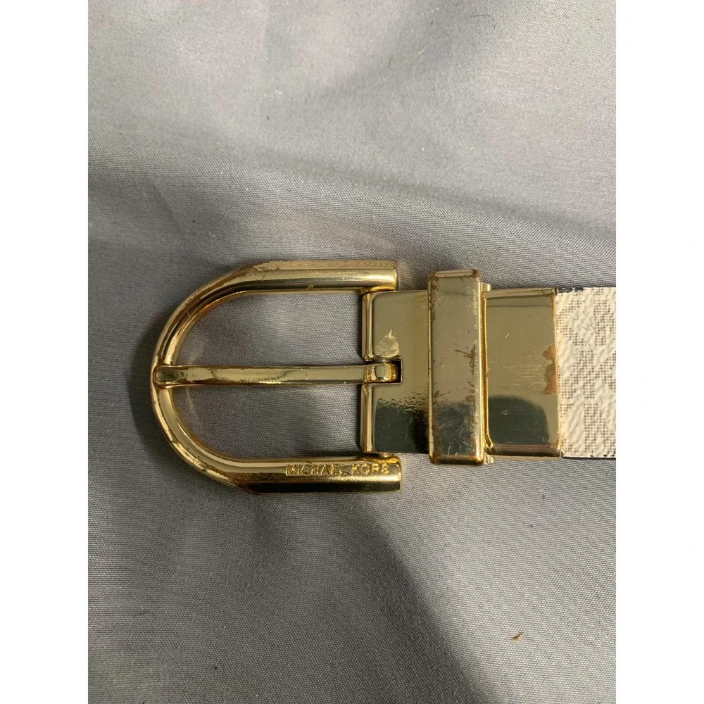 Michael Kors Belt‎ for Women Size S White Black Synthetic Gold Buckle Solid